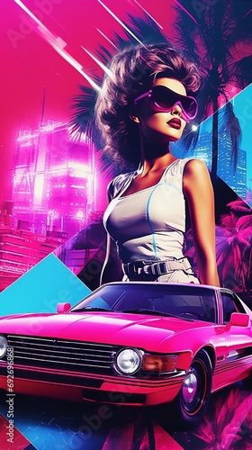 80s neon theme collage, instagram story, background or banner