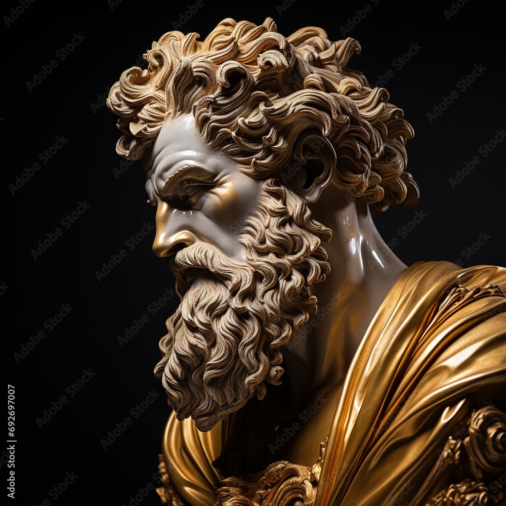 Abstract ancient roman, greek stoic person with a muscular body, marble