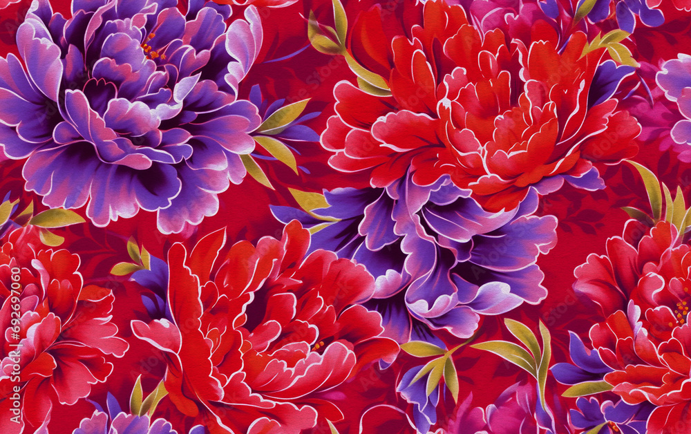 red flower pattern in Chinese style with watercolor paper texture
red flower pattern in Chinese style with watercolor paper texture