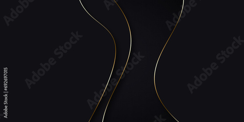 Luxury abstract background with golden lines on dark, modern black backdrop concept style