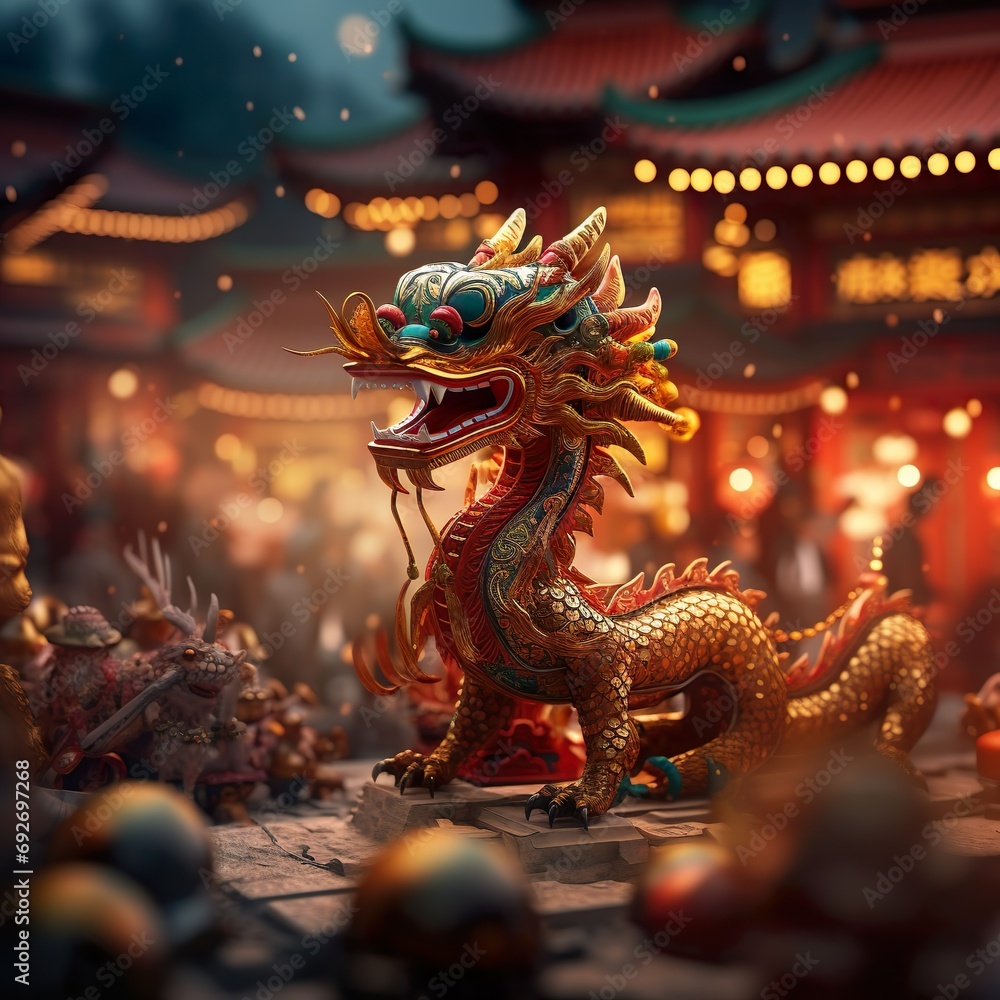 Ein Symbolfoto für das chinesische Neujahrsfest mit einem Drachen. 2024 ist das Jahr des Holz-Drachen. Ein Symbolfoto für das chinesische Neujahrsfest mit einem Drachen. 2024 ist das Jahr des Holz-Drachen.