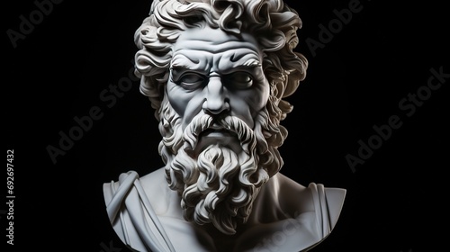 Abstract ancient roman, greek stoic person with a muscular body, marble, stone sculpture, bust, statue. Modern stoicism. Great for fitness or stoic quotes. © MiniMaxi