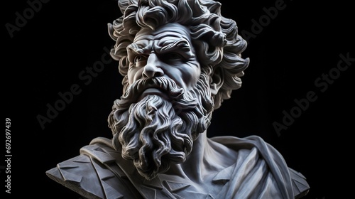 Abstract ancient roman  greek stoic person with a muscular body  marble  stone sculpture  bust  statue. Modern stoicism. Great for fitness or stoic quotes.