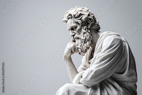 Abstract ancient roman, greek stoic person, marble, stone sculpture, bust, statue. Modern stoicism. Great for fitness or stoic quotes. photo