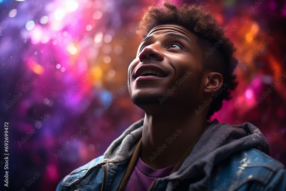 Daydreaming Afro American Thinking Positive and in Love, Blossoming with Positivity and Enchantment, A Canvas of Endless Dreams Daydreaming Afro American Thinking Positive and in Love, Blossoming with Positivity and Enchantment, A Canvas of Endless Dreams