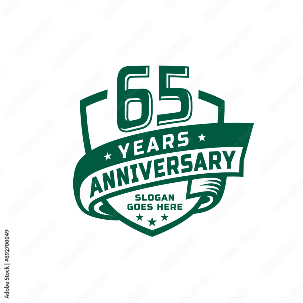 65 years anniversary celebration design template. 65th anniversary logo. Vector and illustration.