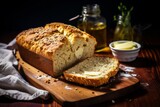 A scrumptious slice of freshly baked quick bread, with a dollop of melting butter, ready to be savored