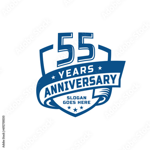 55 years anniversary celebration design template. 55th anniversary logo. Vector and illustration.