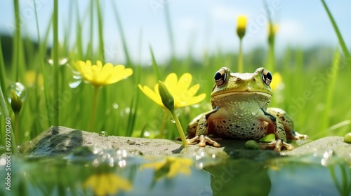 Generative AI image of frog in the pond