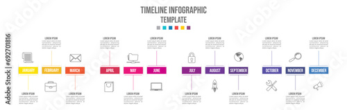 Infographic template for business. 12 Months modern Timeline diagram calendar, presentation vector infographic