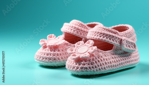 Soft pink baby booties, a symbol of new life generated by AI