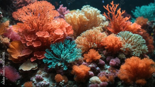Colorful corals on a coral reef