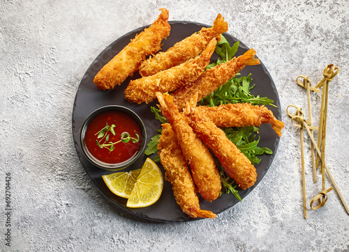 Bild auf Leinwand breaded Torpedo shrimps