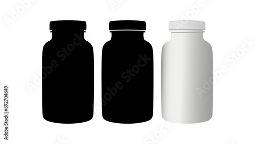 plastic white pill bottle, set of pill bottles