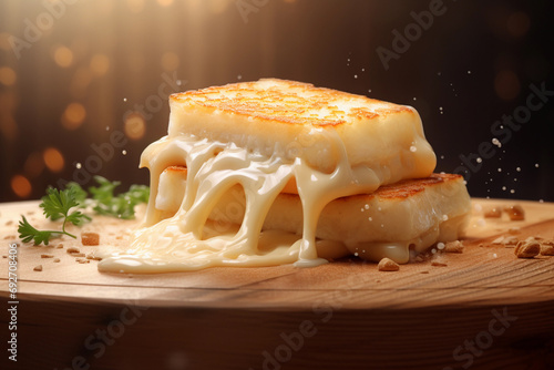 Halloumi cheese close-up photo