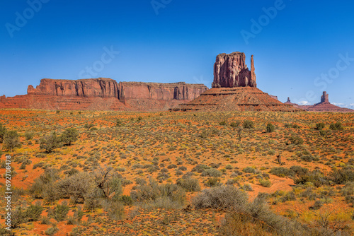 The wide landscape in the Monument Valley