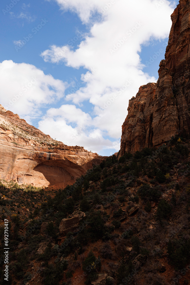 arch in a cliff, zion national park