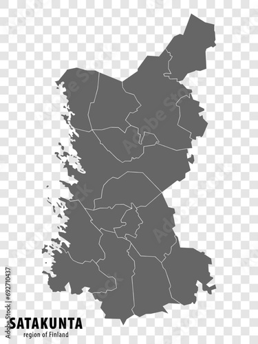 Blank map Satakunta Region  of  Finland. High quality map Satakunta on transparent background for your web site design, logo, app, UI.  Finland.  EPS10.