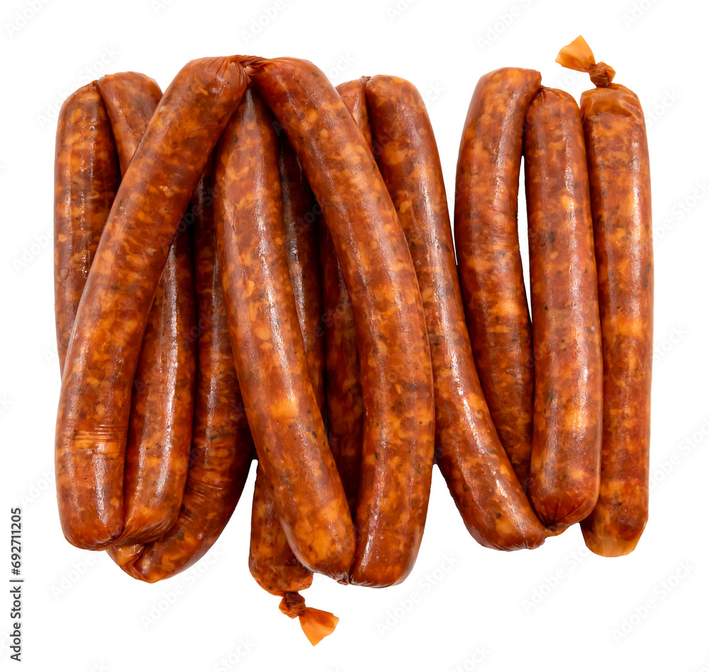 Raw barbecue sausages on a white background. Pork sausage isolate Raw barbecue sausages on a white background. Pork sausage isolate