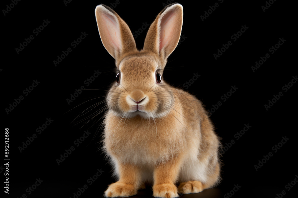 rabbit isolated on black. Macro shot of an adorable bunny 
