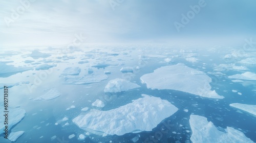 Icebergs floating in the ocean. 3d render illustration. Generative AI