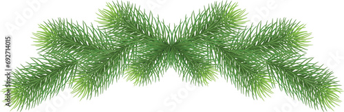 Spruce garland  wreath.Pine tree branch realistic.Christmas garland  xmas border  decor. holiday .transparent  png