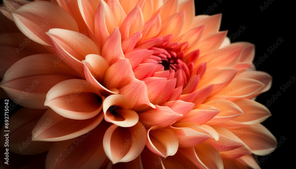 Vibrant petals of a single dahlia blossom in autumn beauty generated by AI Vibrant petals of a single dahlia blossom in autumn beauty generated by AI