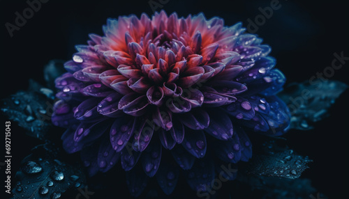 Purple flower head, macro close up, wet petal, beauty in nature generated by AI © Jeronimo Ramos