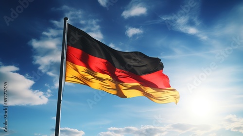 Germany flag flying on the blue sky