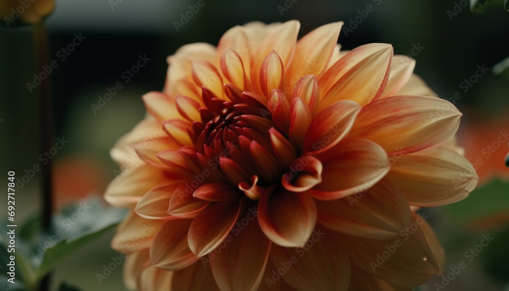 Vibrant multi colored dahlia blossom, a gift of nature beauty generated by AI Vibrant multi colored dahlia blossom, a gift of nature beauty generated by AI
