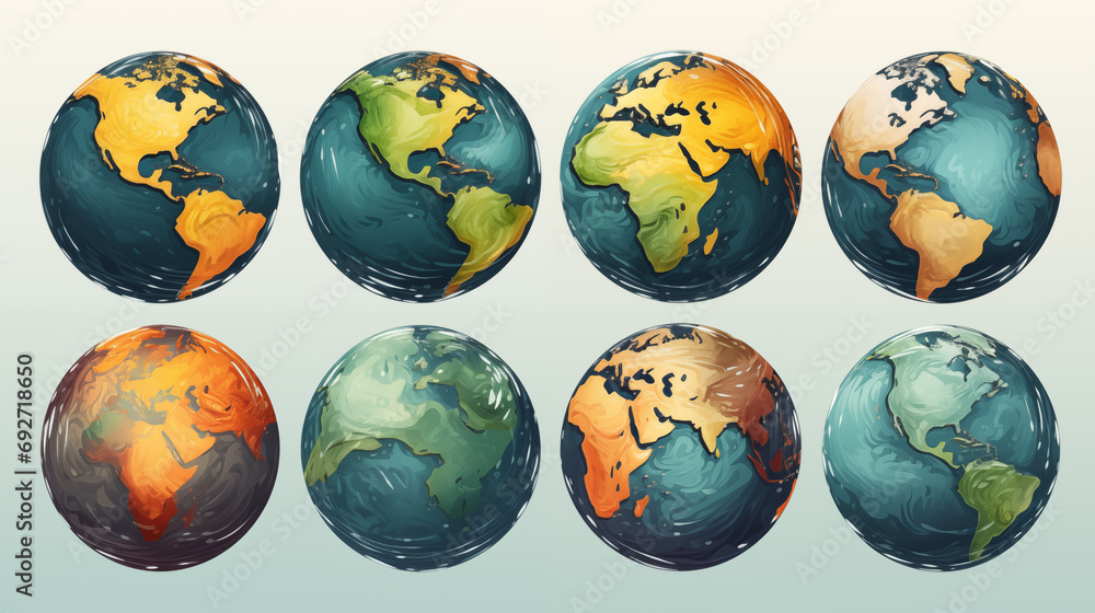 collection of the earth globes - obrazy, fototapety, plakaty 