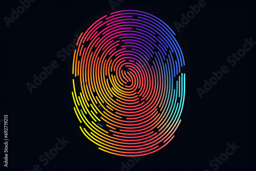 Colorful fingerprint pattern on a black background