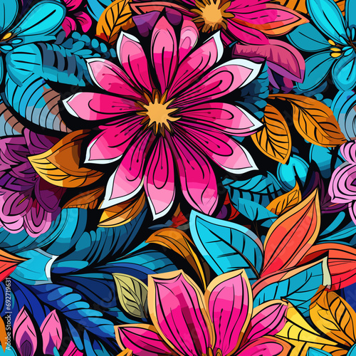 Abstract 1990s Aesthetic Seamless Texture - Repeatable SVG Vector - Tiled Floral Pattern