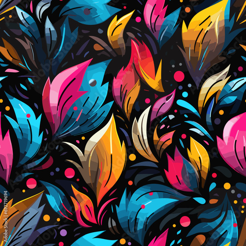 Abstract 1990s Aesthetic Seamless Texture - Repeatable SVG Vector - Tiled Floral Pattern