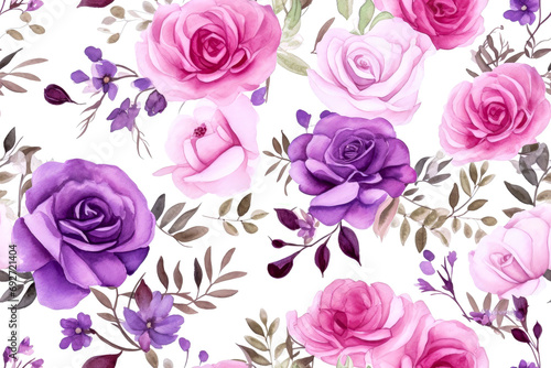 Seamless floral pattern with pink anemone flowers.