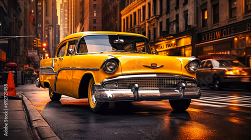 Classic american yellow car on the street © Formoney