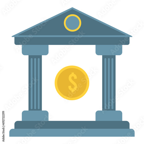 Bank building with coin Finance icon Vector
