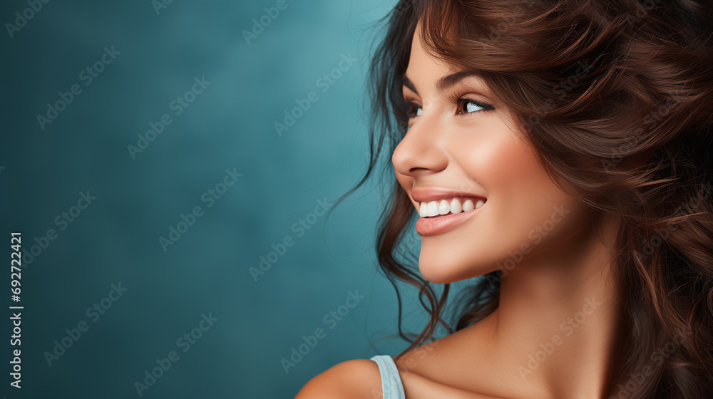 Radiant Young Woman with Curly Hair and Bright Smile Radiant Young Woman with Curly Hair and Bright Smile