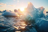 Iceberg glaciers melting in the ocean
