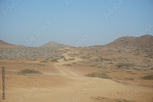 Desert road in Cabo de la Vela, La Guajira, Colombia