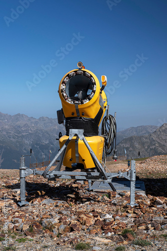 Artificial snow cannon in summer in the French Alps © sissoupitch