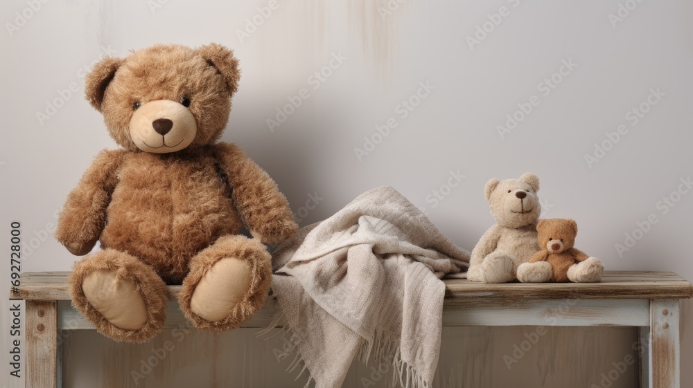 a child's teddy bear drying on a radiator, the composition in a minimalist modern style, focusing on the cozy and sentimental aspects of winter and childhood themes. a child's teddy bear drying on a radiator, the composition in a minimalist modern style, focusing on the cozy and sentimental aspects of winter and childhood themes.