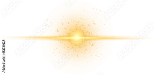 Glittering particles on transparent background. Golden sparkling lights. Christmas Holiday glow particle. Magic star effect. Star dust sparkling particles. PNG image	 photo