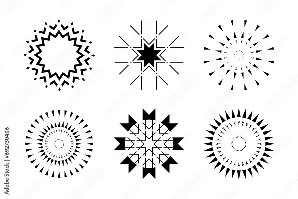 Obraz premium Design Elements Set. Abstract Decorative Radial Circle Patterns.