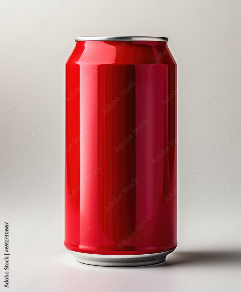 A refreshing red soda can on a clean white background, perfect for quenching your thirst. Generative AI. A refreshing red soda can on a clean white background, perfect for quenching your thirst. Generative AI.