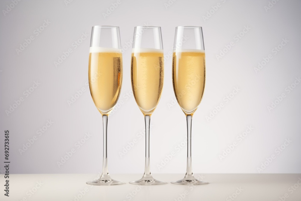 Glasses with champagne, New Year's mood, table decoration, drinks Glasses with champagne, New Year's mood, table decoration, drinks