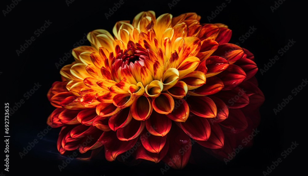 Vibrant bouquet of multi colored dahlias, chrysanthemums, and gerbera daisies generated by AI Vibrant bouquet of multi colored dahlias, chrysanthemums, and gerbera daisies generated by AI