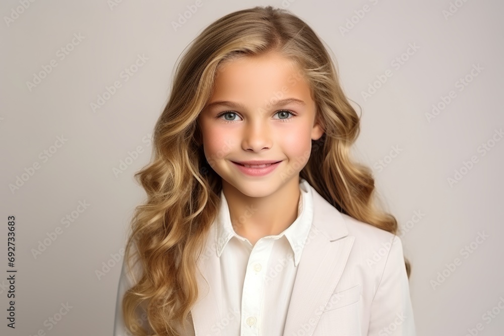Portrait of a beautiful young girl with long blond curly hair. Portrait of a beautiful young girl with long blond curly hair.