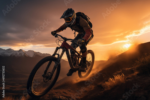Mountain Biker During Beautiful Sunset © Tigarto