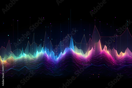 Abstract colorful digital wave pattern on dark background